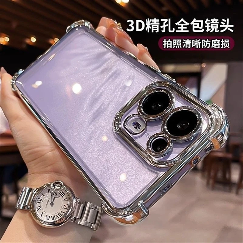 Enhanced Shockproof TPU Silicone Case with Camera Protection and Electroplated Transparent Design