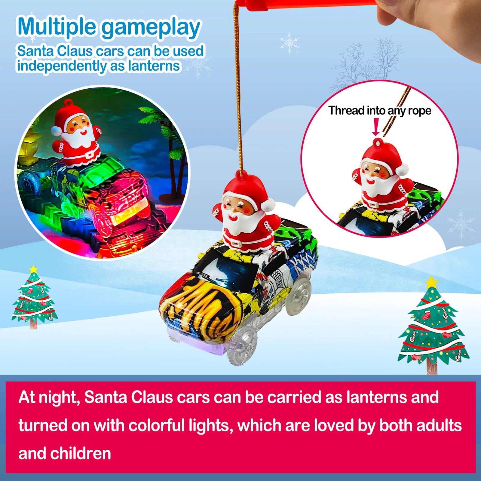 Christmas Dinosaur Toys Create A Dinosaur World Road Race-Flexible Track Santa Claus Car for 3 4 5 6 Year Up Old Boy Girls Gift