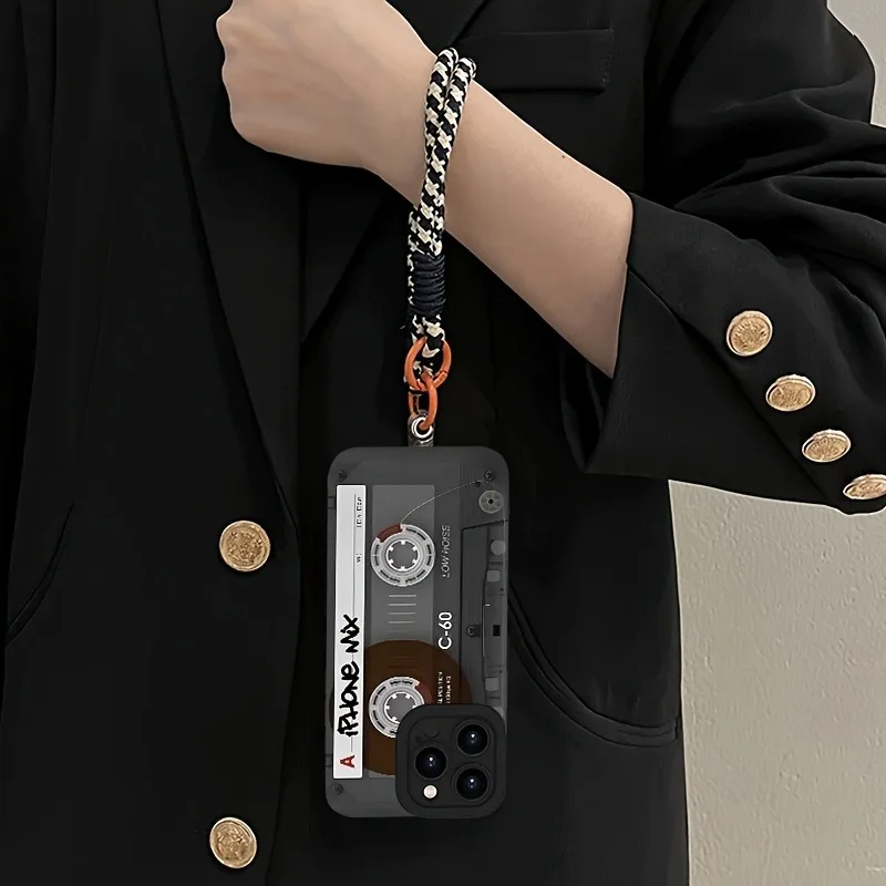 Stylish Radio Pattern Silicone Phone Case with Hang Strap