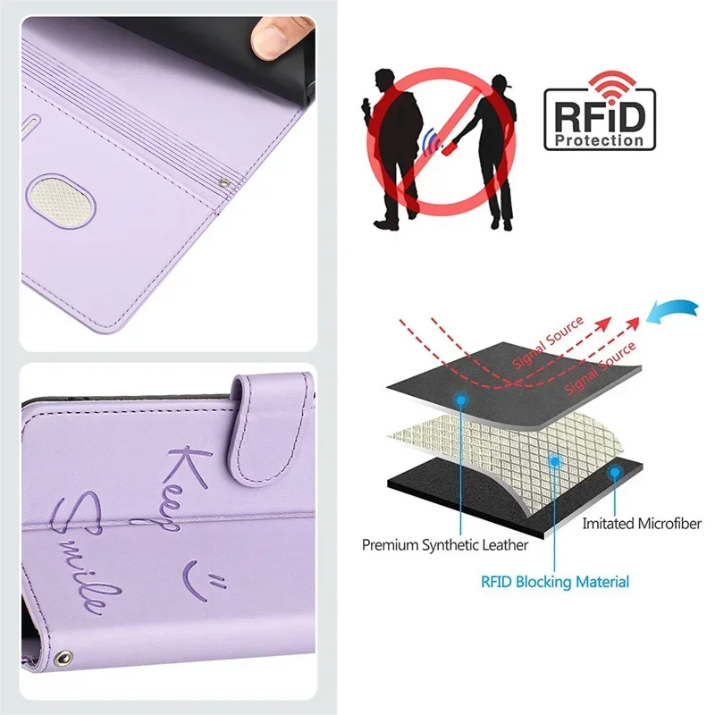 Luxurious Anti-Theft Leather Case with Smile Pattern Flip Shell