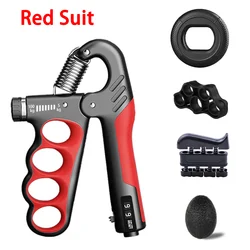Adjustable Grip Strength Trainer for Enhanced Muscle Recovery and Hand Workout (Red - 5pcs)
