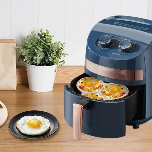 Reusable Air Fryer Egg Mold Non-Stick Air Fryer Baking Pan 3 Cavity Silicone Muffin Pans for Baking Hamburger Bun Pan Bakeware 4