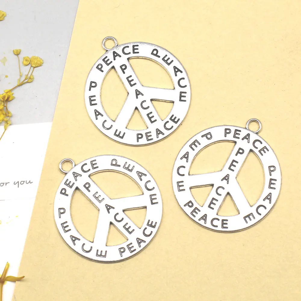 

2pcs 41x46mm Peace Charm Pendants Jewellery Making Pendants Crafts Accessories Jewels For Crafts Antique Silver Color