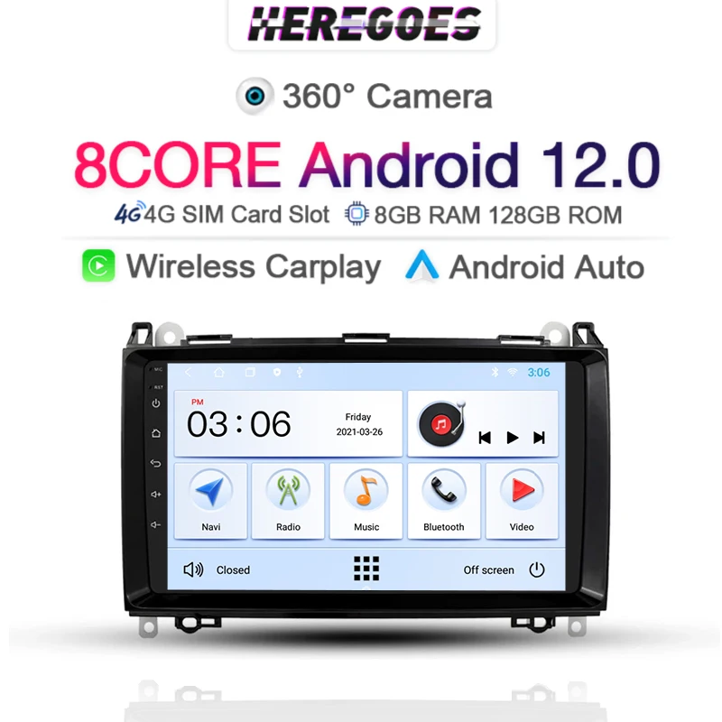 Drahtlose Carplay Android 12 Auto Dvd Player Für Mercedes Benz B200 Sprinter W906 W639 Ab Klasse W169 W245 Viano Vito Stereo Radio