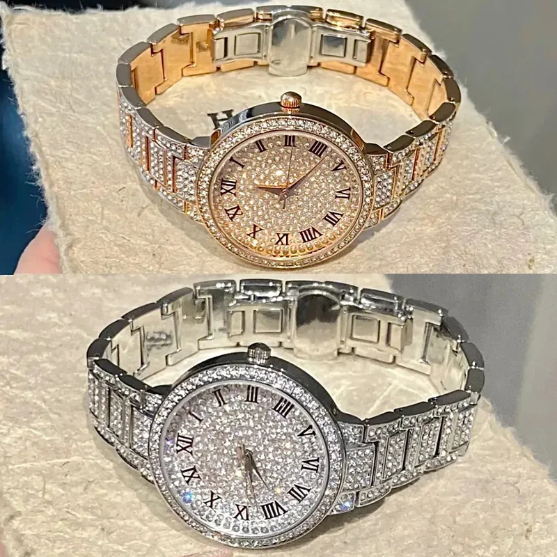 Women Fashion Shining Rhinestone Watch Brand Quartz Bracelet Watches Zircon Crystal Elegant Wristwatch Clock Friend Girls Gifts - 3
