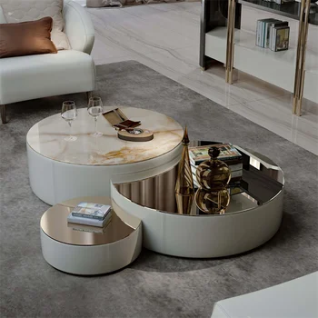Modern Round Nesting Marble Coffee Tables – Set of 3 1