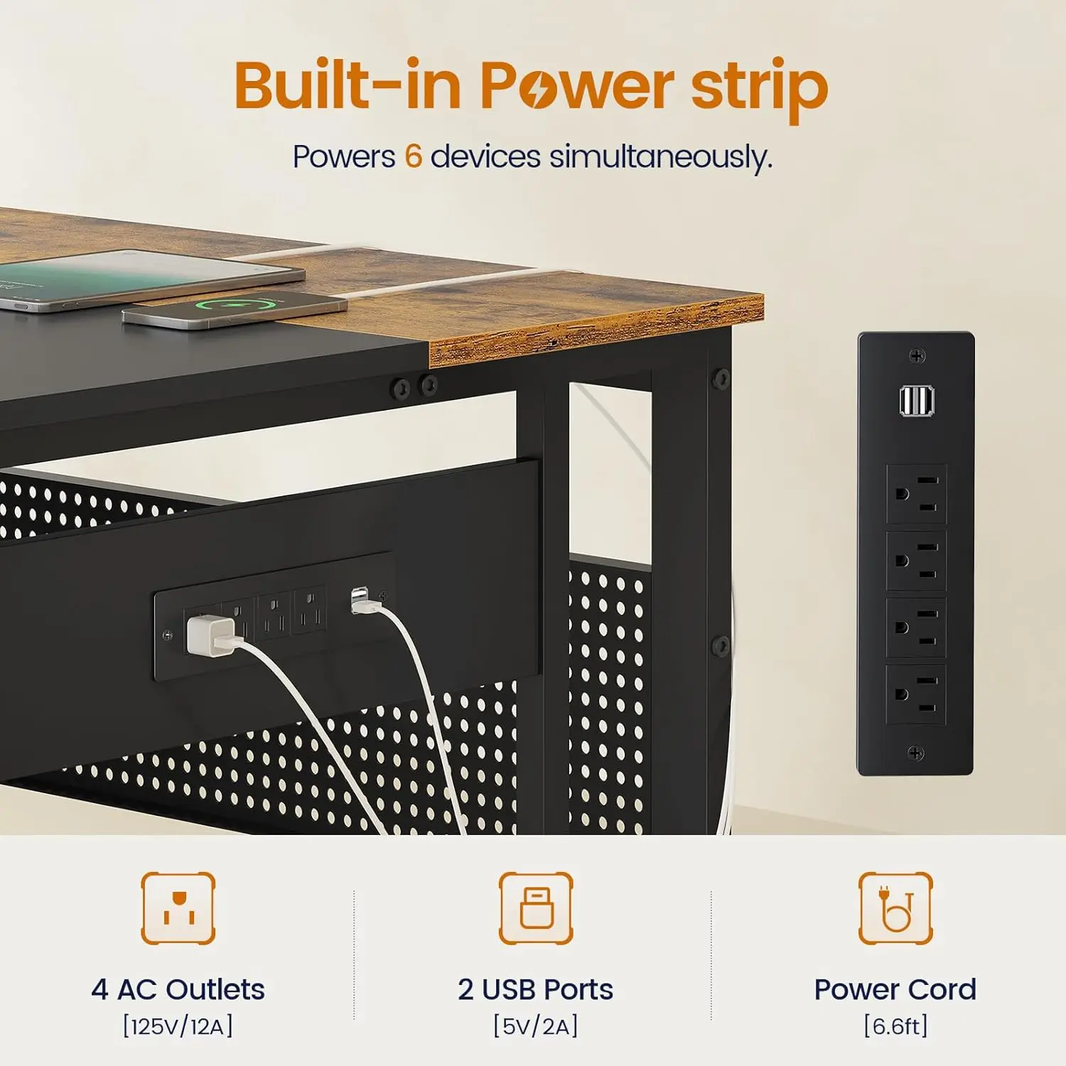 71" Reversible L-Shaped Executive Desk w/Power Outlets & Pegboard - File Drawers, Storage Shelves & Mobile CPU Stand