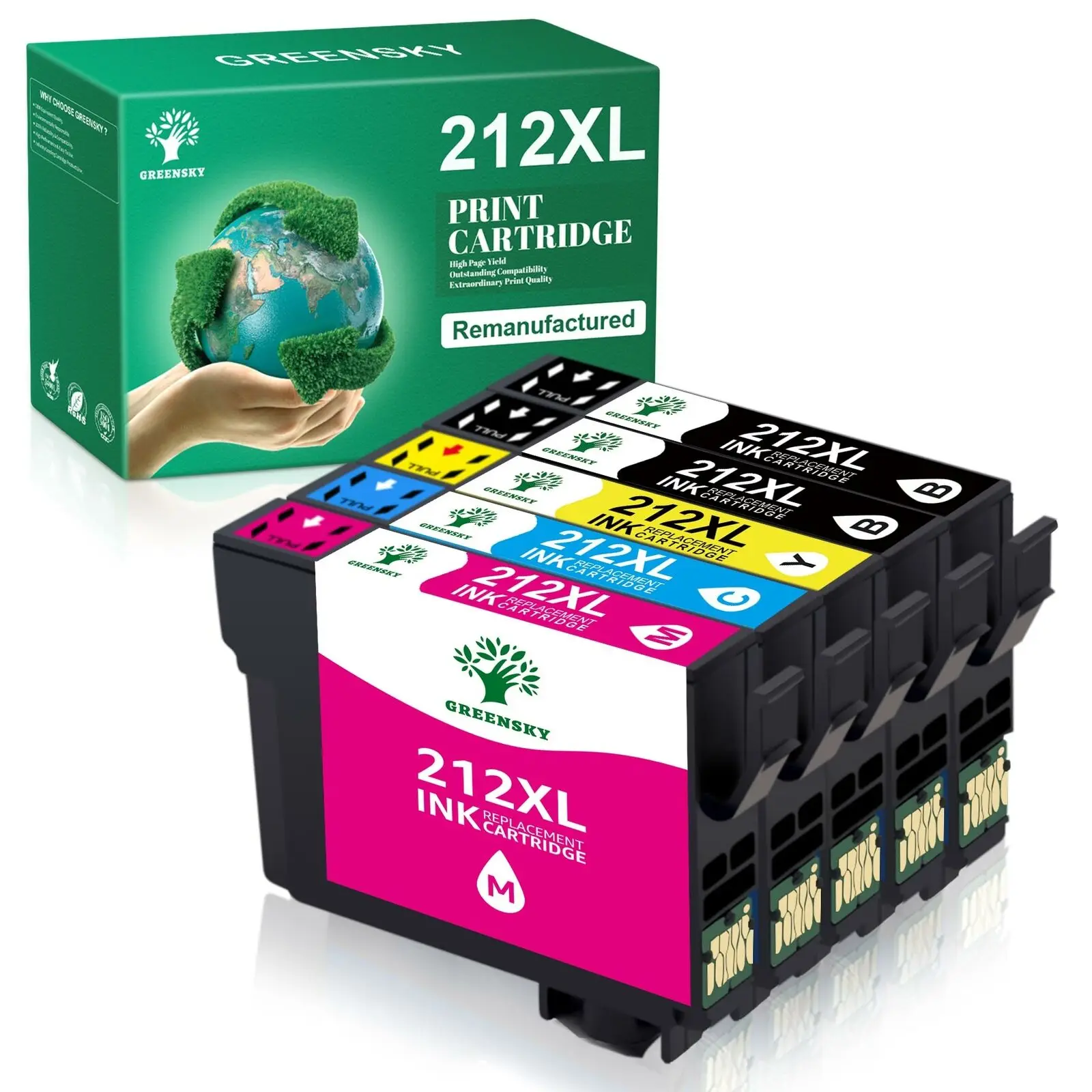 Confezione Da 5 Cartucce D'Inchiostro 212Xl Per Stampante Epson 212Xl Workforce Wf-2830 Xp-4105