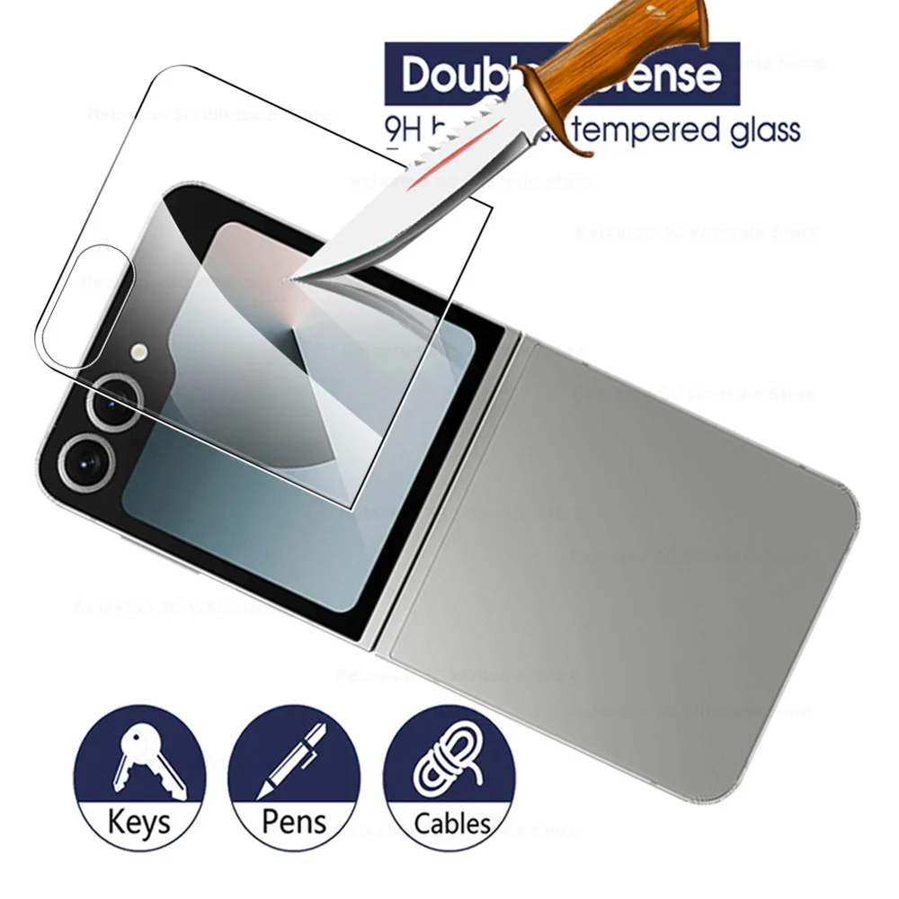 6-in-1 Full Coverage Tempered Glass Screen and Camera Lens Protector for Samsung Galaxy Z Flip Series