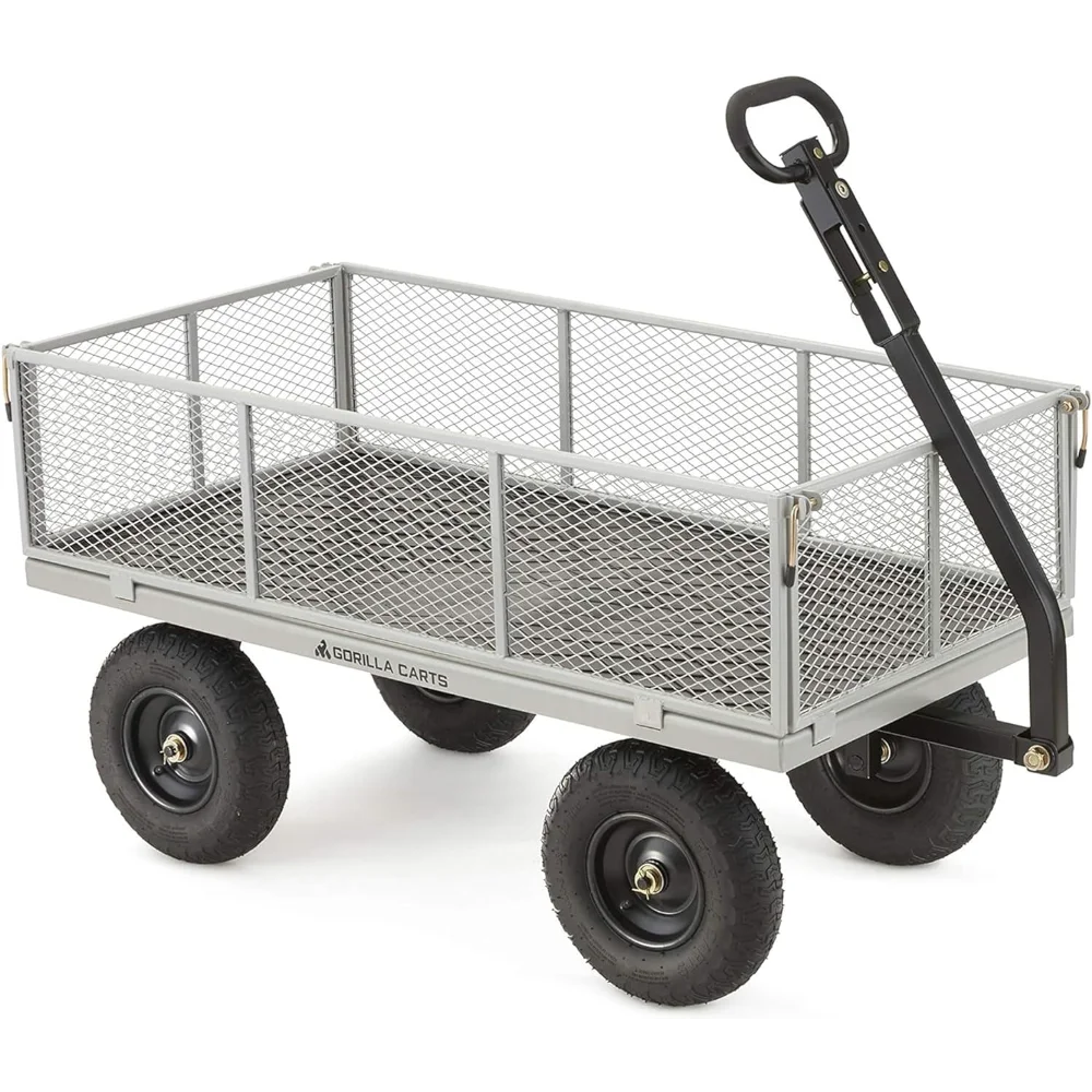 

Gorilla Carts 1000 Pound Capacity Heavy Duty Steel Mesh Versatile Utility Wagon Cart with Easy Grip Handle for Outdoor Hauling