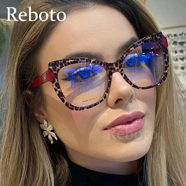 Montura de gafas de moda para mujer, lentes ópticas de leopardo, Ojo de  Gato Sexy, gafas
