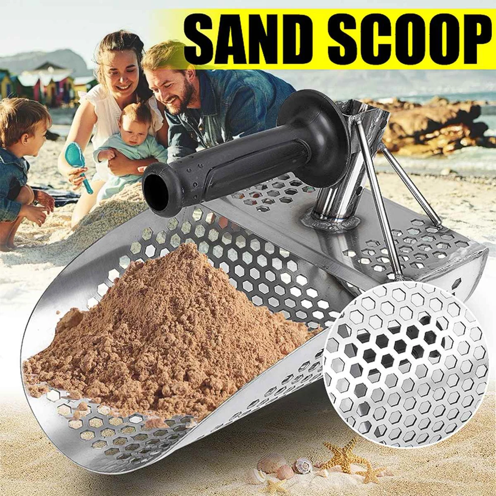 Beach Sand Scoop Shovel Metal Detector Sand Scoops Treasure Detecting Metal Detector Hunting Stainless Steel Tool Hex
