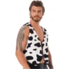 Men Cow Print Open Front Coat Jacket Vest Halloween Festival Hippie Costume Cowboy Cardigan Cosplay Party Fancy Dress Up 2