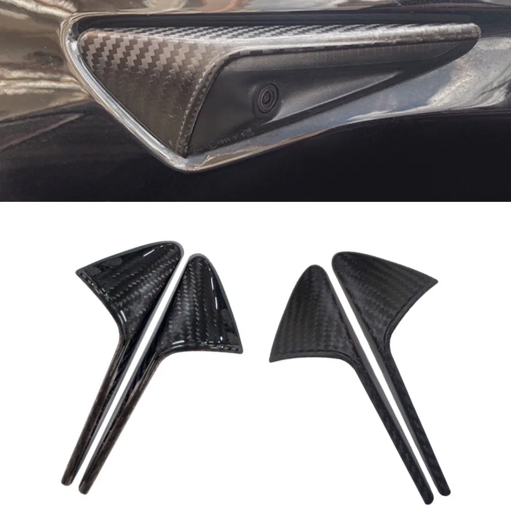 

Real Carbon Fiber Car Side Marker Turn Signal Cover Camera Fender Overlay For Tesla Model 3 /Model Y 2017-2023 Tesla Accessories