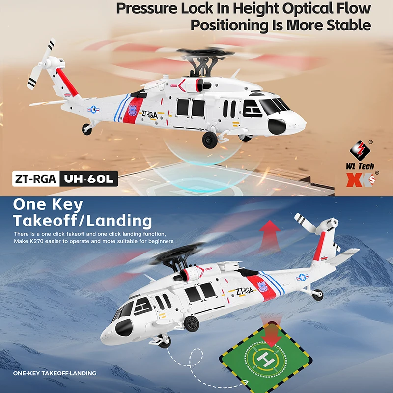 WLtoys XK K170 UH-60L Hélicoptère RC 4CH Vert Militaire 2.4G Gyro 6 Axes
