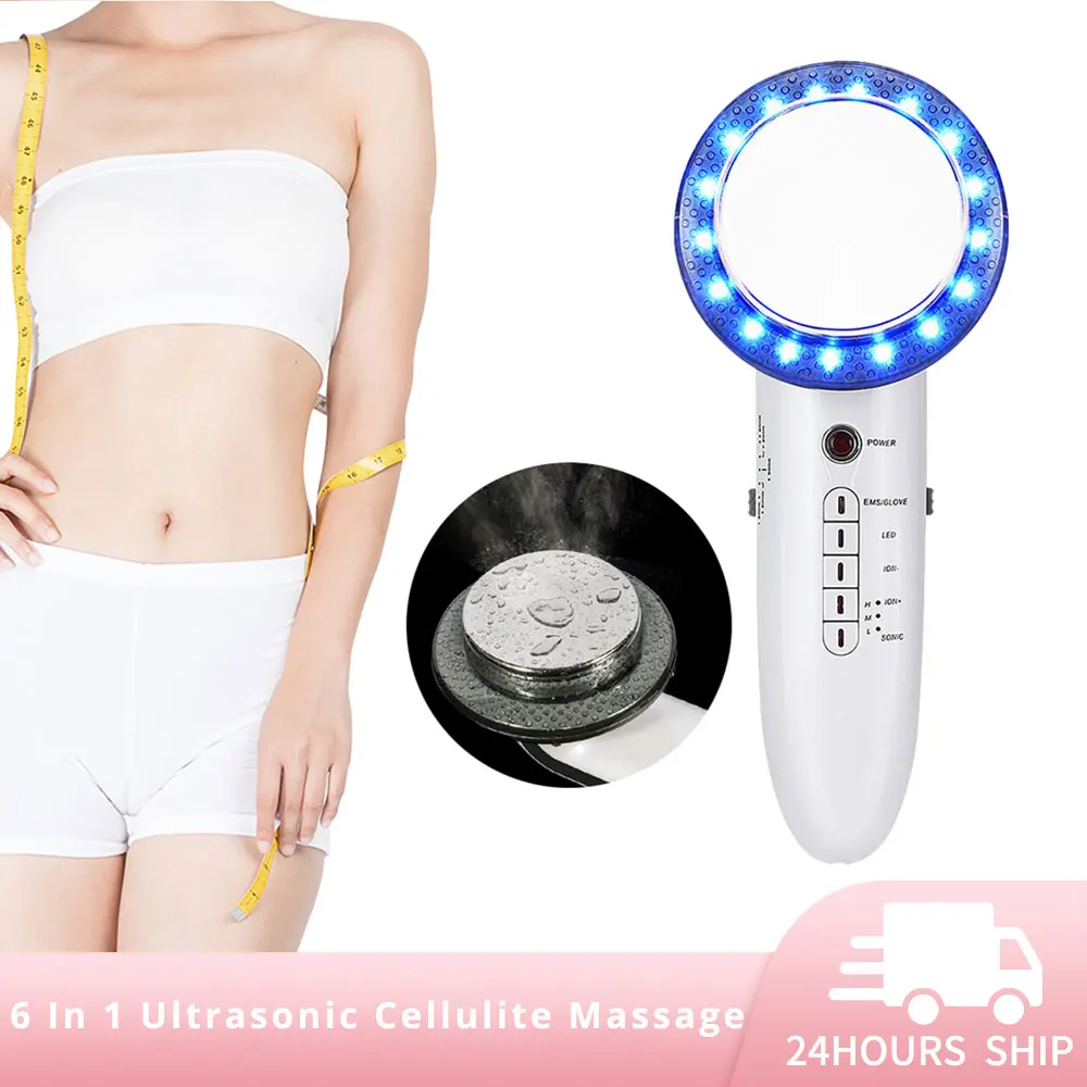 

6 In 1 Ultrasonic Cellulite Massager Microcurrent Fat Burner Device Weight Loss Infrared Facial Body Skin Tighten Slimming Tool
