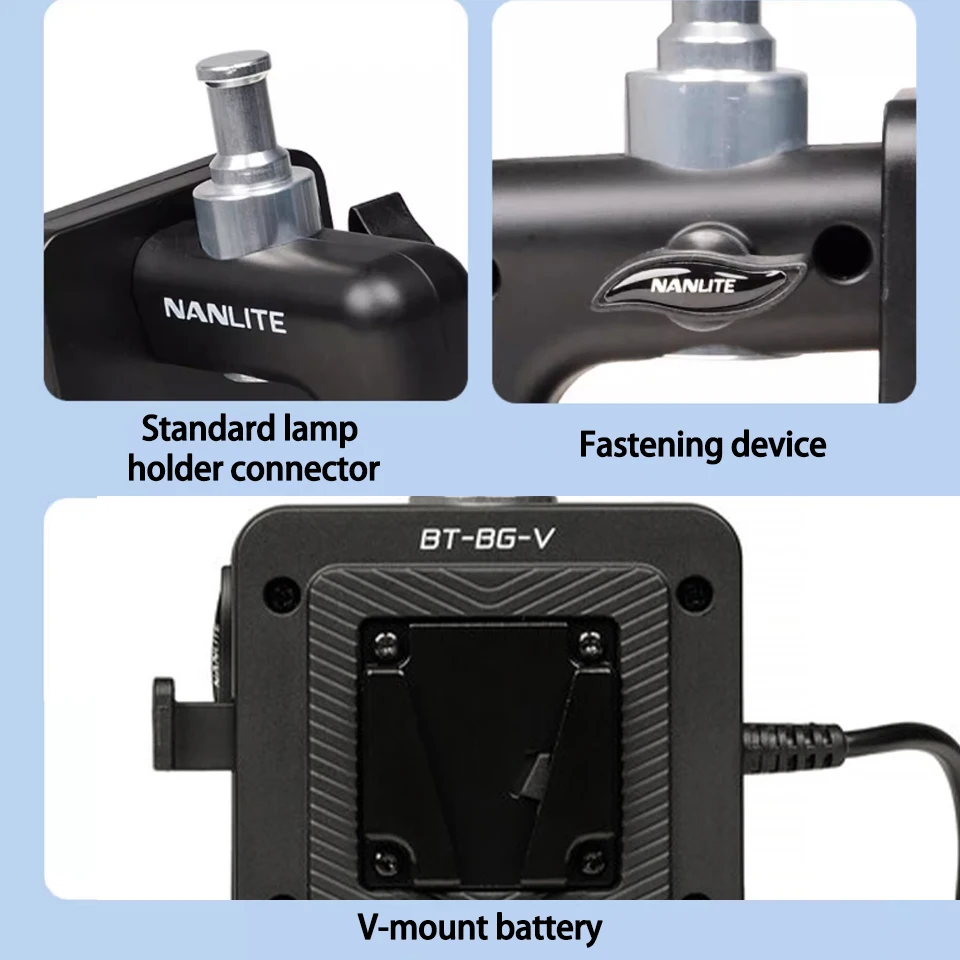 Nanlite BT-BG-V V-Mount Battery Grip with DC Connector for Forza 60 II Forza 60B II 60C 60CR FC-60B
