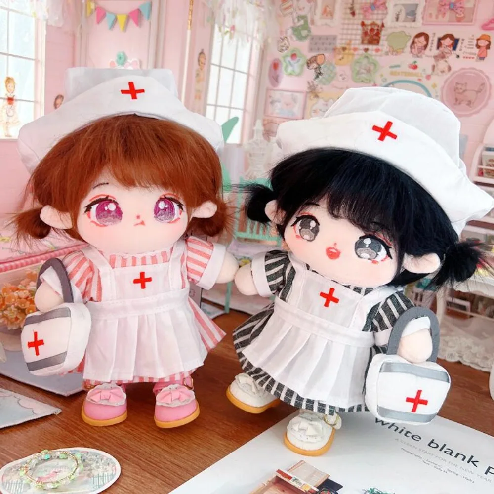 Nurse Dress Set 20CM Cotton Clothes Replacement Princess Shoes Stuffed Suit Outfit Mini Clothes Accessories