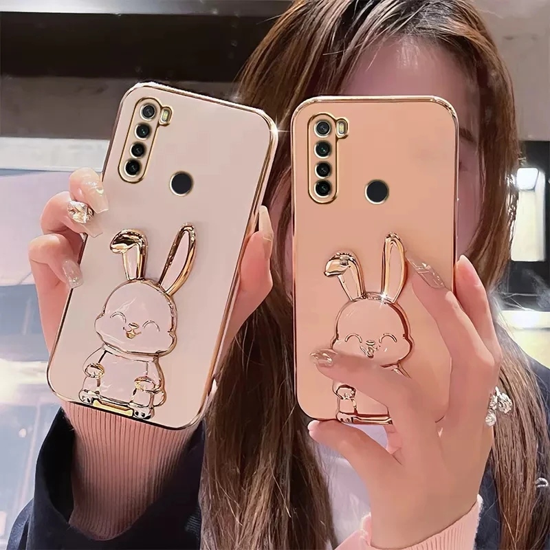 3D Cute Rabbit Trunk Phone Holder Plating Case for Xiaomi Redmi
