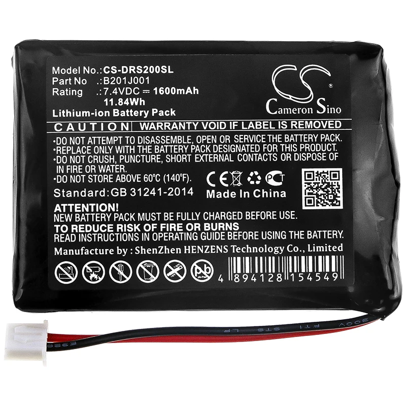 

Cameron Sino 1600mAh Battery For Deviser DS2000 B201J001