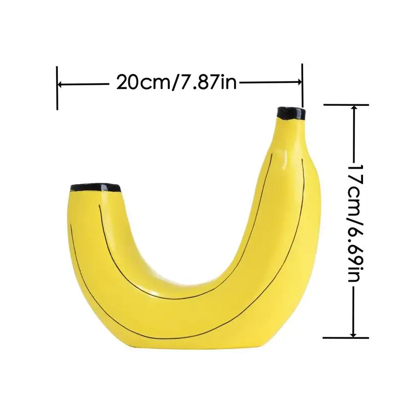 Resin Banana Flower Vase for Decor Creative Banana Shaped Vases for Flowers Cute Double Head Design Art Vases Flower Container 6