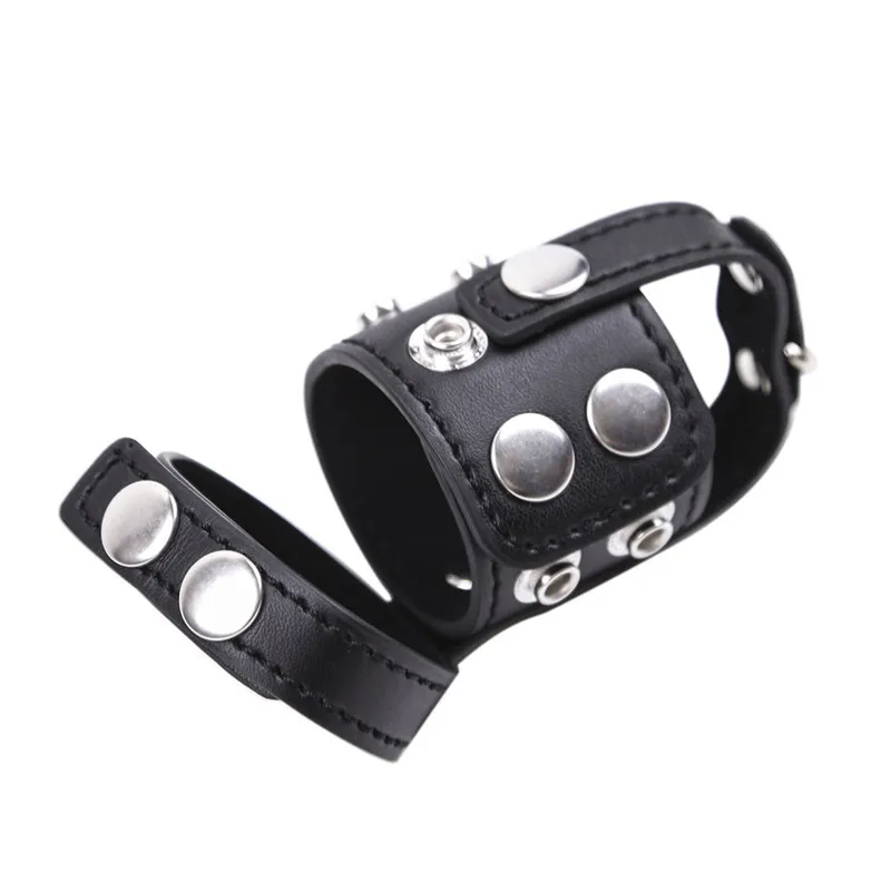 BDSM Leather Scrotum Testis Weights Ballstretcher Penis Ring Cock Male Chastity Cage Restraint Delay Lasting Training Sex Toys