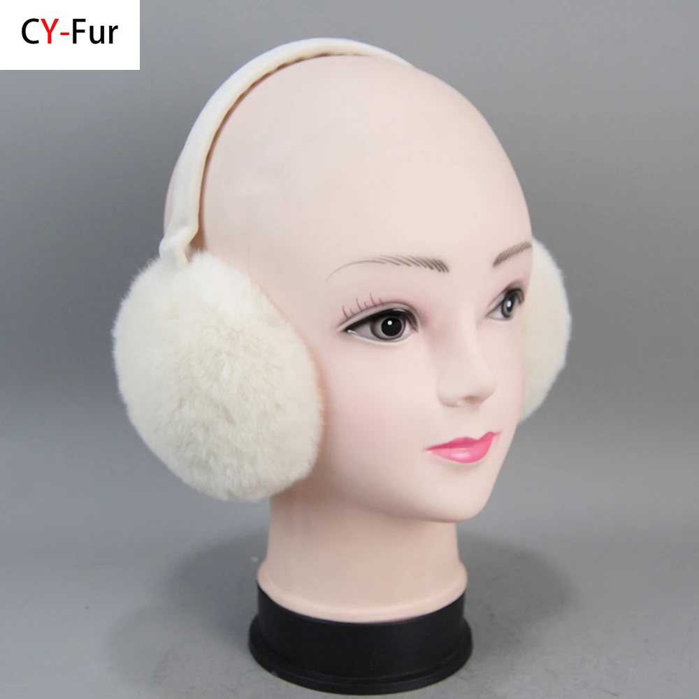 

Rex Rabbit Fur Hang Ear Cover Warm Winter Earmuffs Headwear Ear Muffs Fur Earmuffs Cold Ear Warmer Fold Ear Protection Headband