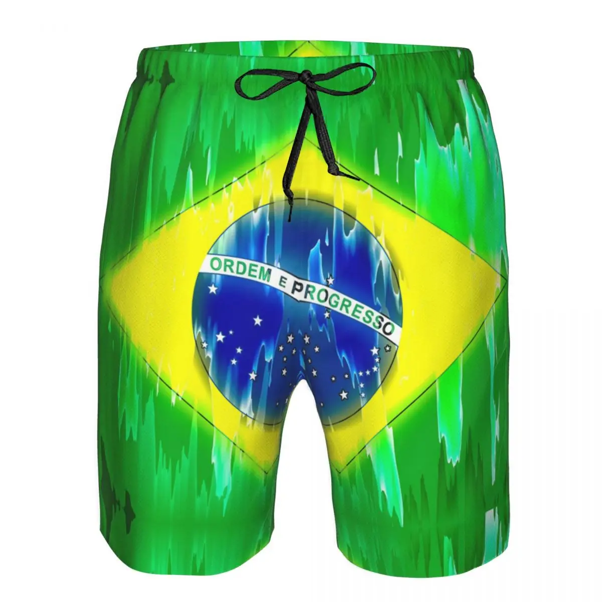 

Summer Men Swimwear Breathable Quick Dry Trunks Abstract Brazil Flag Beach Shorts for Running Training Surfing