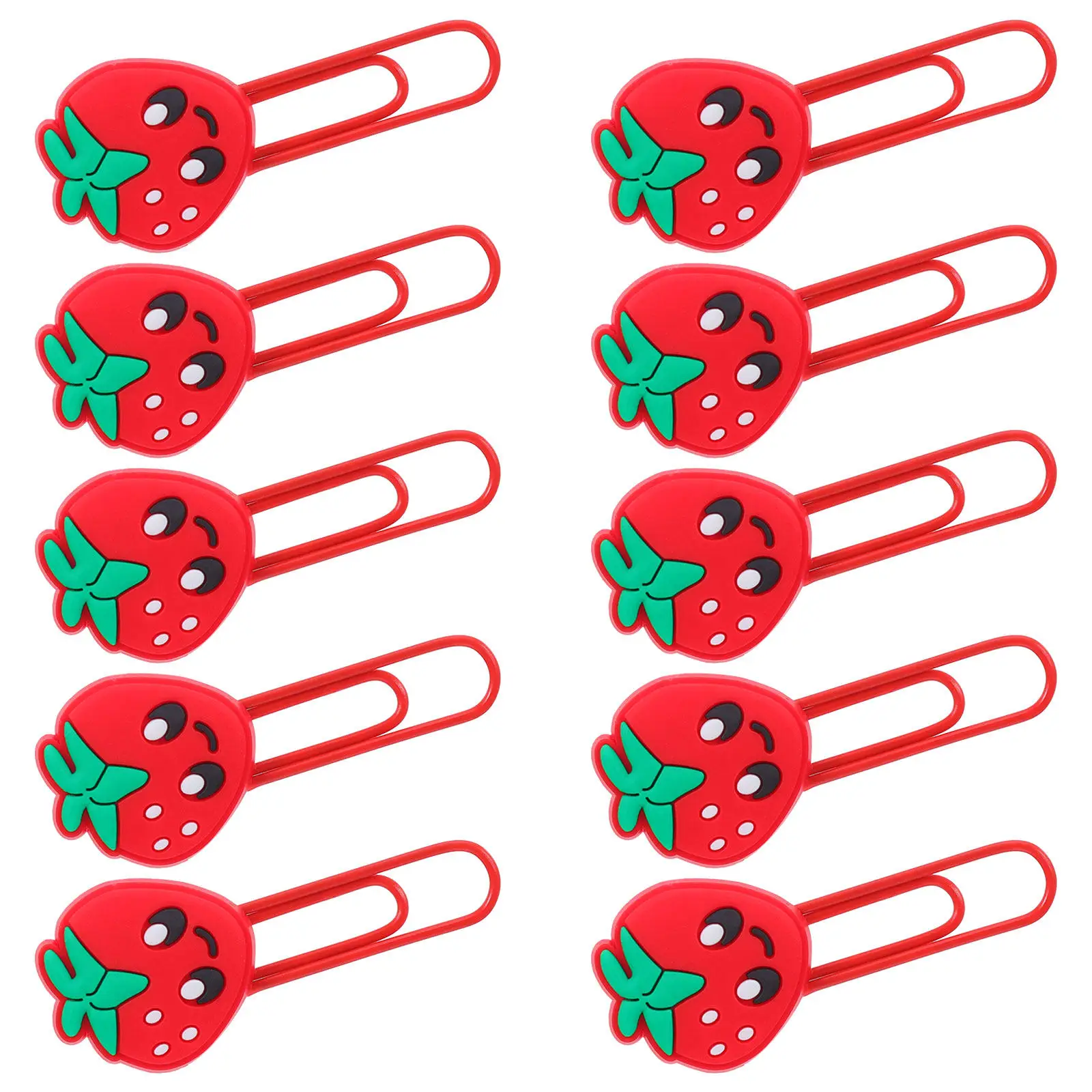30Pcs 딸기 종이 클립 학생을위한 귀여운 PVC 방수 문구 종이 클립 북마크 교실 기획자 교사 종이