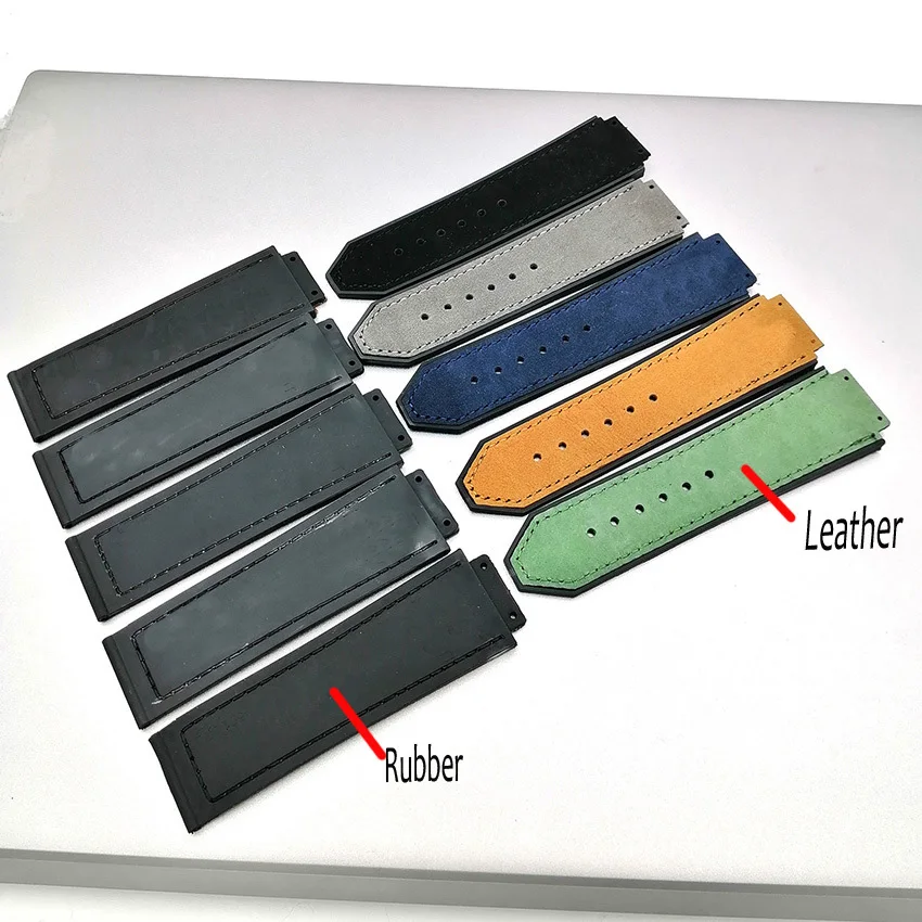 

Replace Bands for Hublot Big Bang Classic Fusion 25mm*19mm Buckle 22mm Frosted Leather Watchband Back Rubber Watch Strap