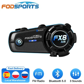 Fodsports FX8 AIR 오토바이 헬멧 인터콤 무선 블루투스 인터폰 헤드셋 BT 5.0 FM 라디오, 900mAh 배터리 용량, 음성 알람, 스테레오 사운드의 3 종류.