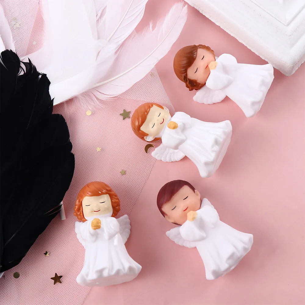 Cute Angel Wing Feather Cake Topper For Baby Shower Kids Birthday Party Decoration Supplies Wedding Dessert Cake Decor Tools