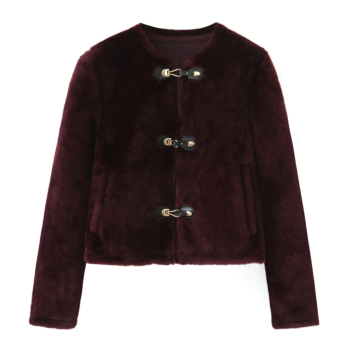 Women's Winter Short Faux Fur Jackets Coat Female Chic Fashion Warm Coat Lady Single Breasted Double-Sided Jackets Streetwear