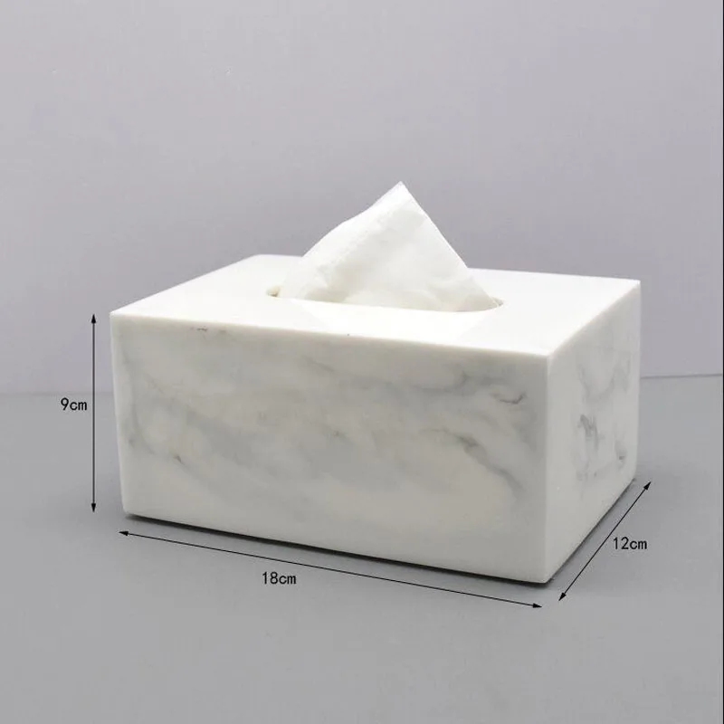 Nordic Marble Texture Resin Tissue Box Creative Decoration Home Living Room Bathroom Accessories Supplies Dining Table Paper Box 2
