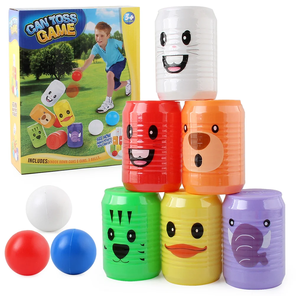 Can Shape Bowling Portable bowling accessories Outdoor Indoor Cartoon Animal Pattern Digital Bowling Set Early Educational Interactive Toy