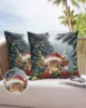 2/4PCS Christmas Watercolor Poinsettia Throw Pillow Cover Case For Sofa Car Home Decoration Pillowcase 1
