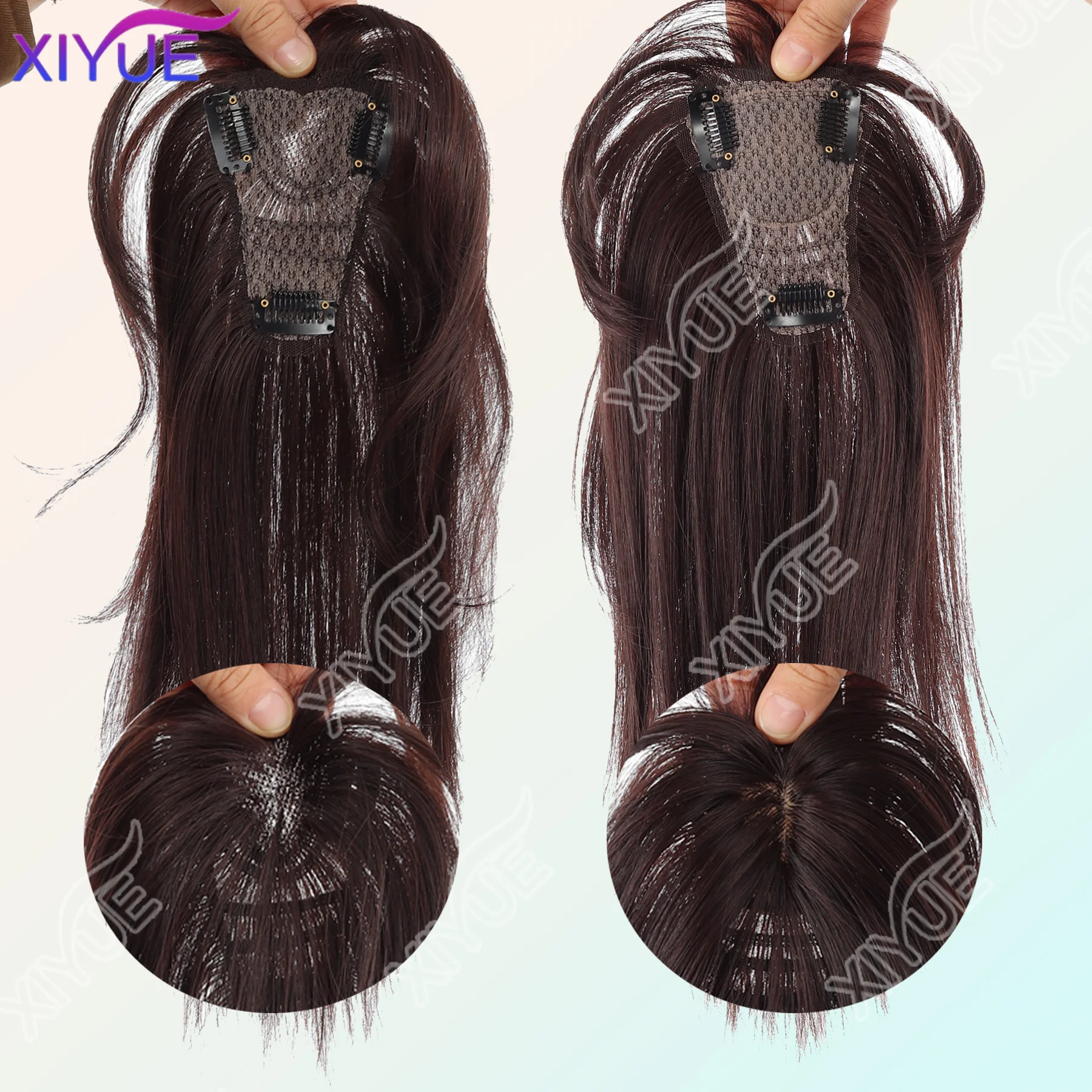 XIYUE synthetic 3D Bangs Invisible Seamless Head Hair Air Bangs Head Overhead Natural Invisible Replacement Cover White Hair