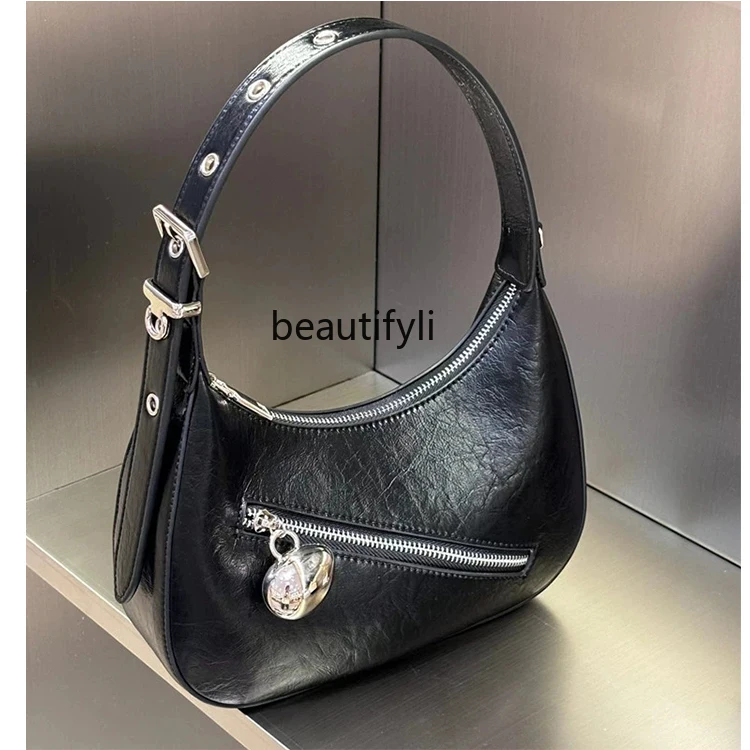 

Niche Love Underarm Bag Silver Shoulder Bag Genuine Leather Shoulder Messenger Bag for Women
