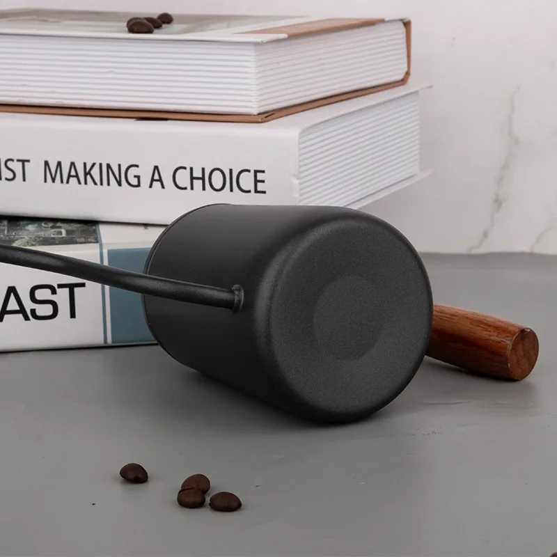 Drip Kettle 600ml Coffee Tea Pot Stainless Steel Non-stick Gooseneck Wooden Handle