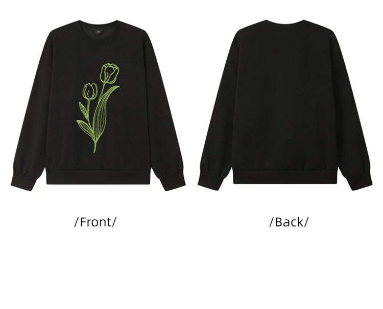 סווטשירט עם רקמת פרח