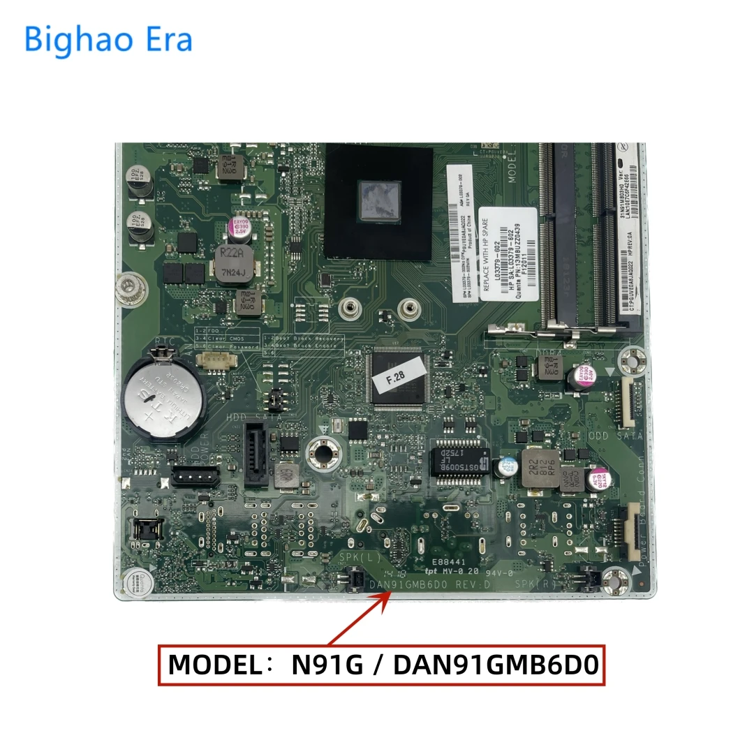 Placa-mãe Aio All-in-one Dan91gmb6d0 para hp N91g 20-c 20-c400na 24-c410 J4005 Cpu Ddr4 Uma Sps:l03379602 001 601 - Imagem 3