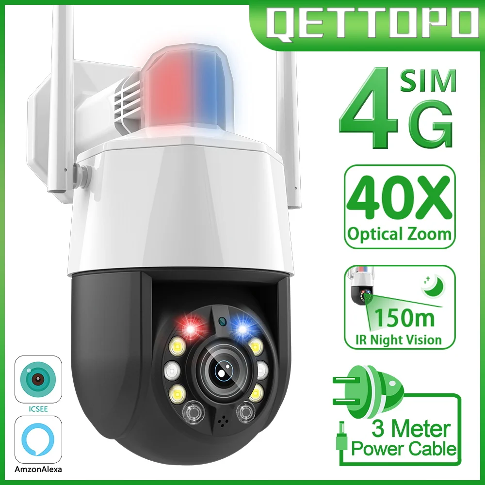 Qettopo 4K 8MP Surveillance IP Camera 40X Optical Zoom Waterproof PTZ