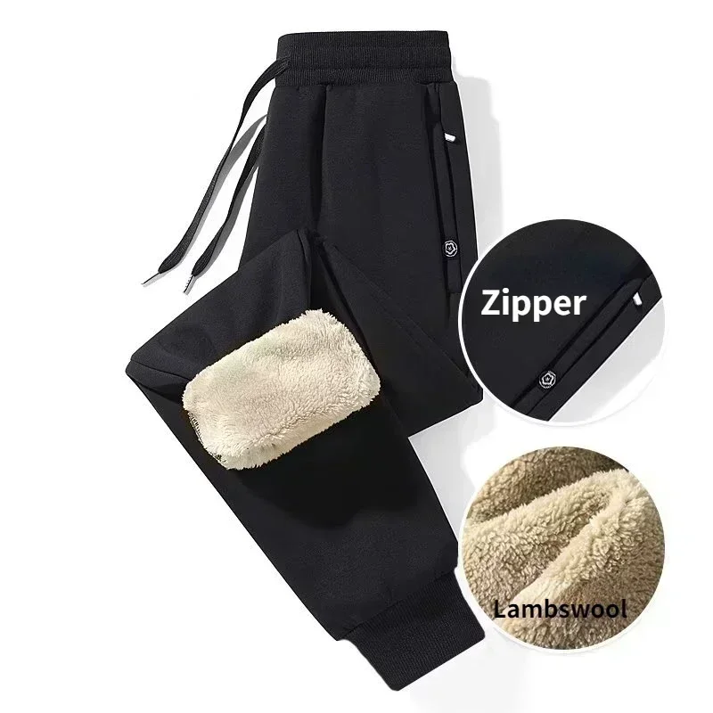 Men Casual Sports Pants Winter Lambswool Warm Fleece Straight Trousers Thermal Sweatpants Sportswear Tracksuit Quality Joggers casual sports pants