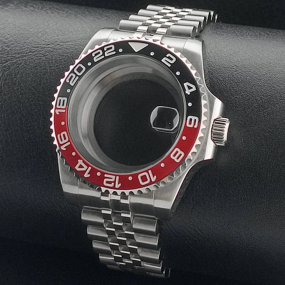 Premium GMT Watch Case with Bidirectional Sapphire Bezel and Slide Buck, 40MM, 5Bar Water Resistance