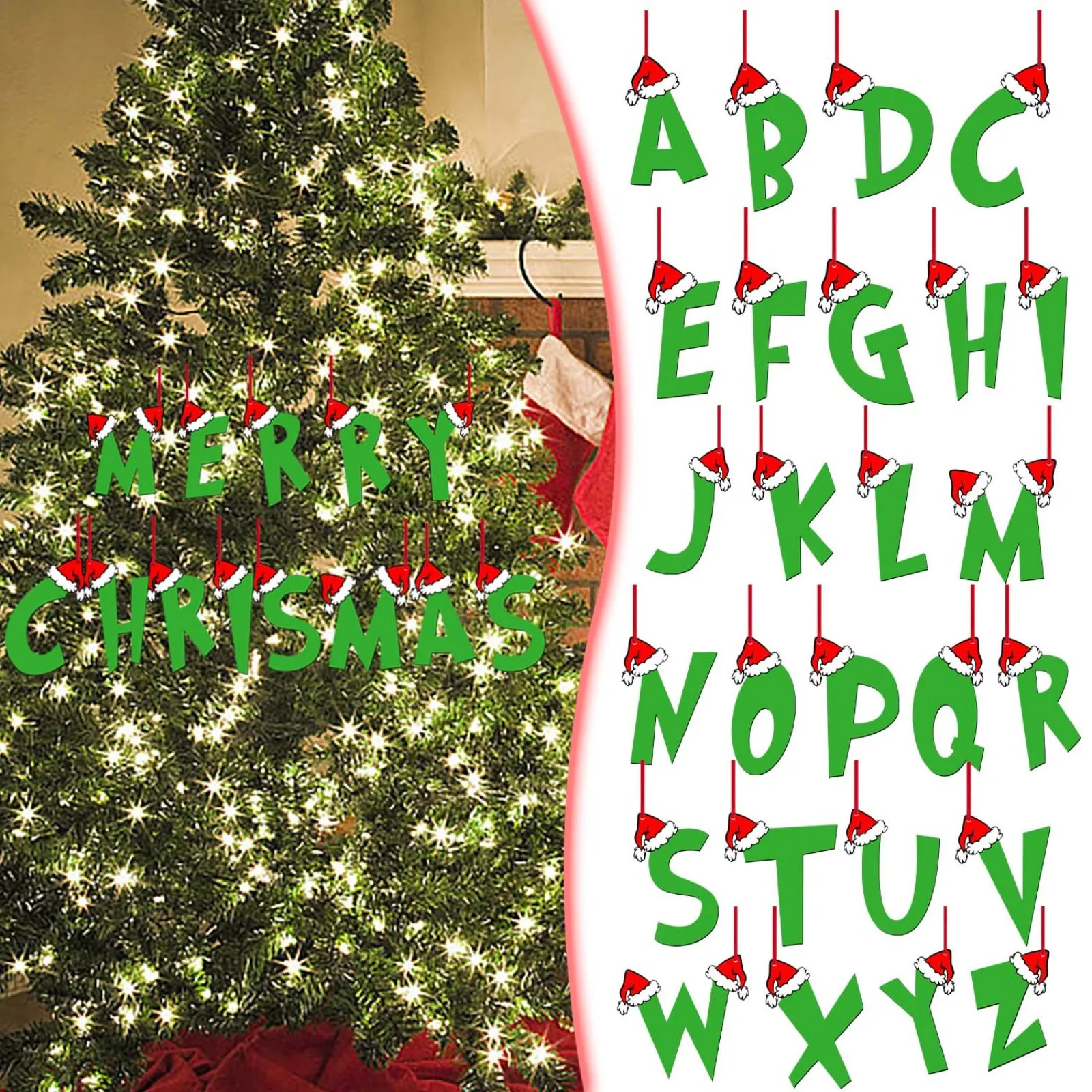 

Christmas Wooden 26 Letters Christmas Initial Ornaments Unfinished Wood A To Z Ornament Letters Decorative Hanging Xmas Wooden