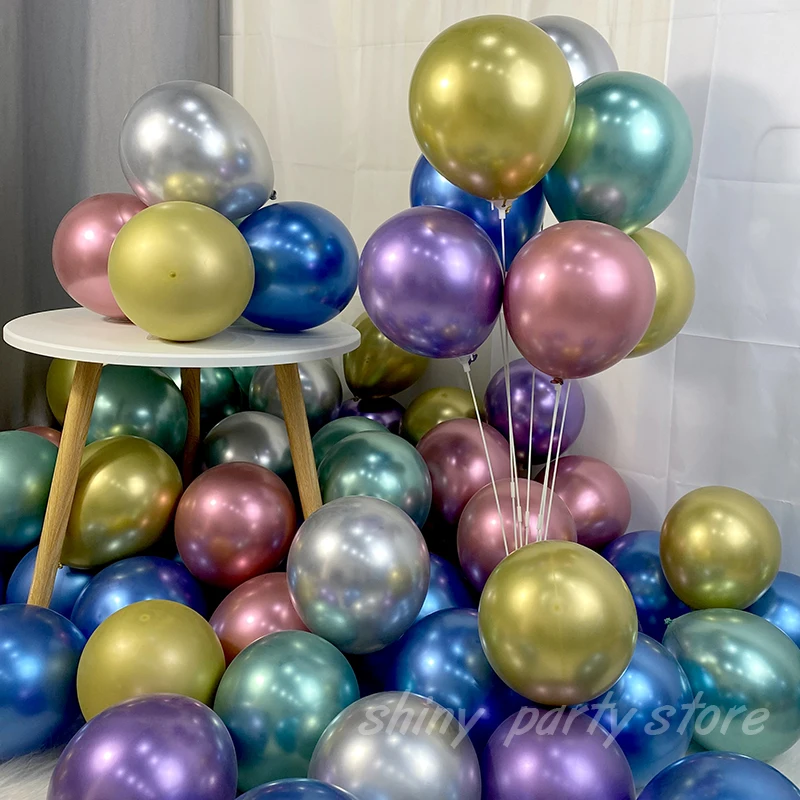 thumbnail image 1 of Globos metálicos de metal cromado y gris plateado de 20, 50 y 100 unidades para decoración de fiestas, baby shower, bodas, Año Nuevo, 1 of 5