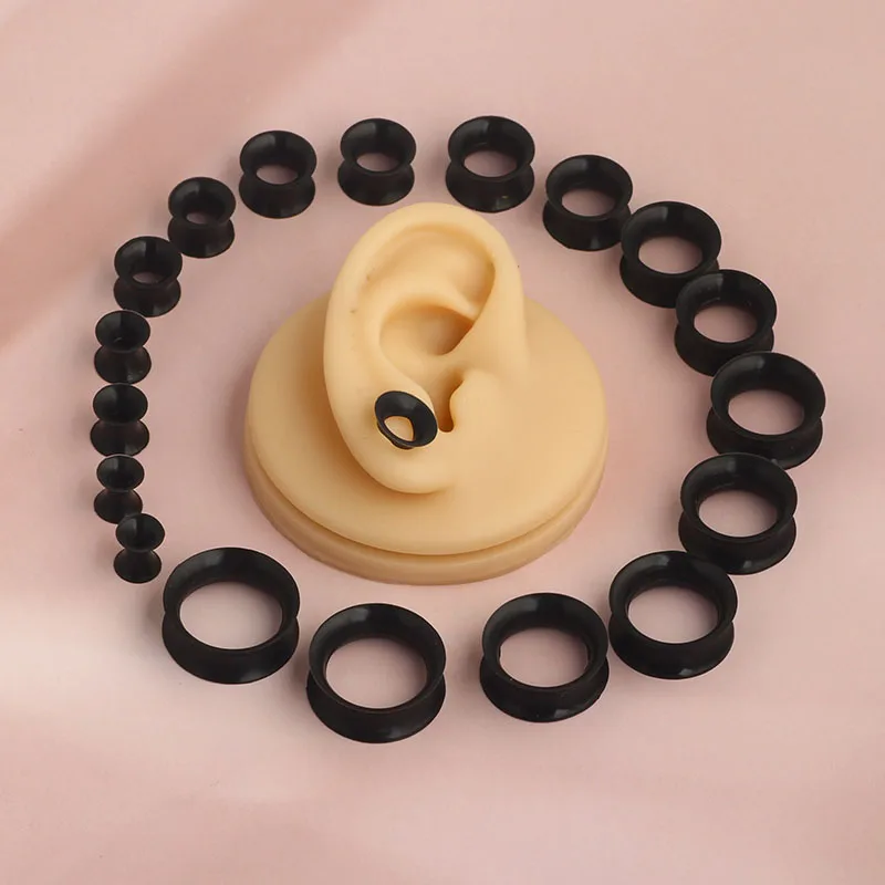 Ultra Thin Silicone Flexible Flesh Tunnel Expander Stretching Gauge Earlets Plug Set Gauges Kit 6-25mm mix 10 size wholesales