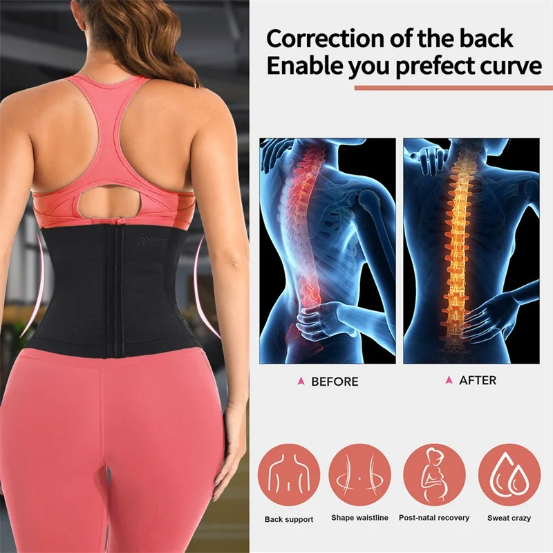 Waist Trainer Corset MISTHIN Double Belt Waist Cincher Trainer Slimming Faja Body Shaper Latex Corset Adjustable Shapewear Flat Belly Postpartum Wrap