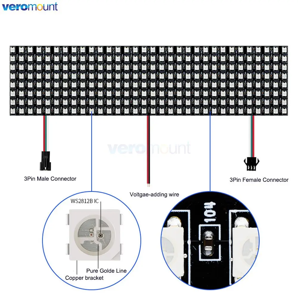 WS2812B RGB LED ring Panel 8 24 45 Pixels Flexibler Runden Panel