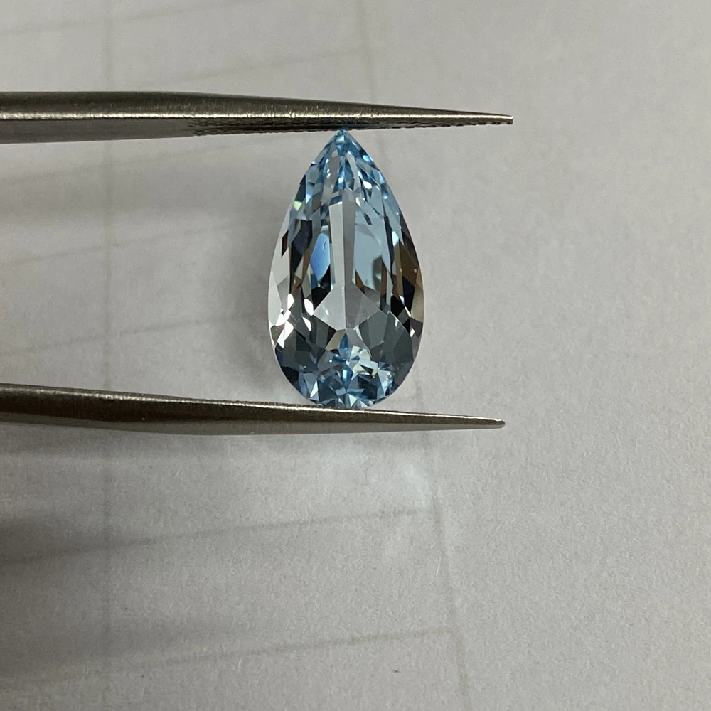 Meisidian Hot Sale Drop Shape 5 Carat 8x15mm Lab Santa Maria Aquamarine Loose Gemstnoe For Ring Making